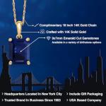 Gem Stone King 14K Yellow Gold 9X7MM Emerald Cut Gemstone Birthstone Solitaire Pendant Necklace | Gold Necklace For Women | With 18 Inch Gold Chain