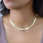 Nuragold 14K Real Yellow Gold Solid Herringbone Flexible Chain Necklace 14"-24" (3mm-7mm) Italian Jewelry for Men & Women - 5mm,16"