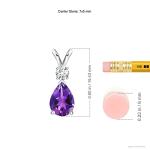 Angara Natural Amethyst Solitaire Pendant for Women | 0.6 ct Pear Shape Amethyst Diamond Solitaire Pendant Necklace in Sterling Silver | February Birthday, Gemstone Jewelry Gift | AAAA | 7x5mm