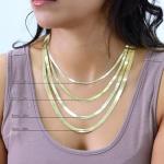 Nuragold 14K Real Yellow Gold Solid Herringbone Flexible Chain Necklace 14"-24" (3mm-7mm) Italian Jewelry for Men & Women - 5mm,16"