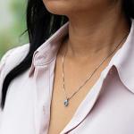 PEORA 14K White Gold Swiss Blue Topaz and Diamond Pendant for Women, Genuine Gemstone, AAA Grade Heart Shape Solitaire, 6mm, 1 Carat total, Blue Gemstone Necklace, December Birthstone Gold Necklace