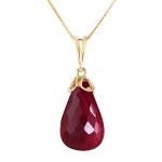 Galaxy Gold GG 14k.8 CTW 14k 16" Solid Gold Necklace Briolette Dyed Ruby Pendant