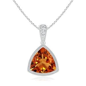 Angara Natural Citrine Solitaire Pendant for Women | 1.4 ct Trillion Shape Citrine Diamond Solitaire Pendant Necklace in Sterling Silver | November Birthday, Gemstone Jewelry Gift | AAAA | 8mm