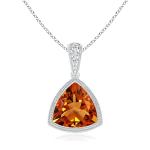 Angara Natural Citrine Solitaire Pendant for Women | 1.4 ct Trillion Shape Citrine Diamond Solitaire Pendant Necklace in Sterling Silver | November Birthday, Gemstone Jewelry Gift | AAAA | 8mm