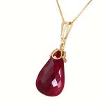 Galaxy Gold GG 14k.8 CTW 14k 16" Solid Gold Necklace Briolette Dyed Ruby Pendant