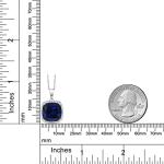 Gem Stone King Solid 10K Gold 12MM Cushion Cut Gemstone Birthstone and White Created Sapphire Halo Pendant Necklace | Gold Necklace For Women | With 18 Inch Gold Chain
