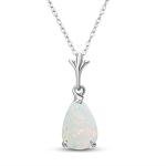 Galaxy Gold GG 14k 24" White Gold Natural Pear-shaped Opal Drop Pendant Necklace