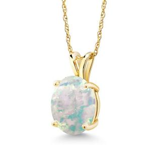 Gem Stone King 14K Yellow Gold 10X8MM Oval Gemstone Birthstone Pendant Necklace | Gold Necklace For Women | With 18 Inch Chain | Fine Jewelry Gifts for Her Mom Women Wife