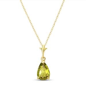 Galaxy Gold GG 14k 20" Yellow Gold Pear-shaped Peridot Drop Pendant Necklace