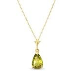 Galaxy Gold GG 14k 20" Yellow Gold Pear-shaped Peridot Drop Pendant Necklace