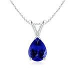 Angara Natural Tanzanite Solitaire Pendant for Women | 1.1 ct Pear Shape Tanzanite Solitaire Pendant Necklace in Sterling Silver | December Birthday, Anniversary, Gemstone Jewelry Gift | AAAA | 8x6mm