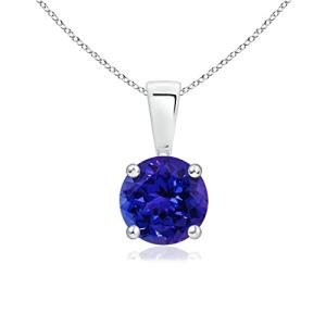 Angara Natural Tanzanite Solitaire Pendant for Women | 0.9 ct Round Tanzanite Solitaire Pendant Necklace in Sterling Silver | December Birthday, Anniversary, Gemstone Jewelry Gift | AAAA | 6mm