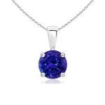 Angara Natural Tanzanite Solitaire Pendant for Women | 0.9 ct Round Tanzanite Solitaire Pendant Necklace in Sterling Silver | December Birthday, Anniversary, Gemstone Jewelry Gift | AAAA | 6mm