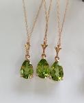 Galaxy Gold GG 14k 20" Yellow Gold Pear-shaped Peridot Drop Pendant Necklace