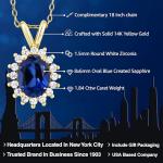 Gem Stone King 14K Yellow Gold Gemstone Birthstone Halo Pendant Necklace | Oval 8X6MM | Gold Necklace for Women | With 18 Inch Chain | Fine Jewelry Gifts for Her Mom Women Wife