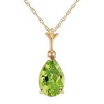 Galaxy Gold GG 14k 20" Yellow Gold Pear-shaped Peridot Drop Pendant Necklace