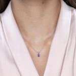 Angara Natural Tanzanite Solitaire Pendant for Women | 0.9 ct Round Tanzanite Solitaire Pendant Necklace in Sterling Silver | December Birthday, Anniversary, Gemstone Jewelry Gift | AAAA | 6mm
