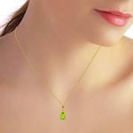 Galaxy Gold GG 14k 20" Yellow Gold Pear-shaped Peridot Drop Pendant Necklace
