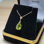 Galaxy Gold GG 14k 20" Yellow Gold Pear-shaped Peridot Drop Pendant Necklace
