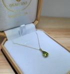 Galaxy Gold GG 14k 20" Yellow Gold Pear-shaped Peridot Drop Pendant Necklace
