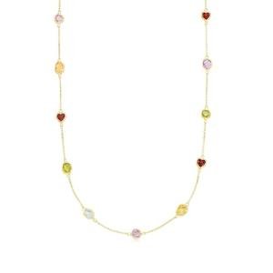Ross-Simons 17.50 ct. t.w. Multi-Gemstone Station Necklace in 18kt Gold Over Sterling. 36 inches