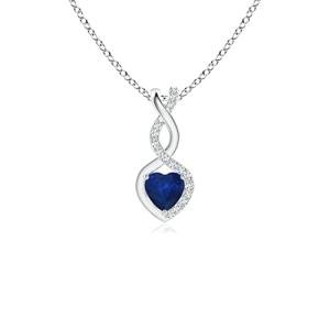 Angara Natural Blue Sapphire Pendant for Women | 0.3 ct Heart Shape Blue Sapphire Diamond Heart Pendant Necklace in Sterling Silver | September Birthday, Anniversary, Gemstone Jewelry Gift | AA | 4mm