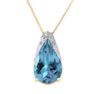 Galaxy Gold GG 6 Carat 14k 22" Solid Gold Necklace with Blue Topaz Pendant