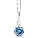 Gem Stone King 10K White Gold Gemstone Birthstone Pendant Necklace | Round 6.5MM | White Gold Necklace for Women | With 18 Inch Chain | Fine Jewelry Gifts for Her Mom Women Wife
