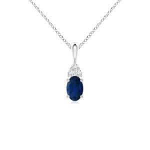 Angara Natural Blue Sapphire Solitaire Pendant for Women | 0.6 ct Oval Shape Blue Sapphire Diamond Solitaire Pendant Necklace in Silver | September Birthday, Gemstone Jewelry Gift | AA | 6x4mm