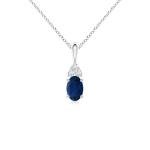 Angara Natural Blue Sapphire Solitaire Pendant for Women | 0.6 ct Oval Shape Blue Sapphire Diamond Solitaire Pendant Necklace in Silver | September Birthday, Gemstone Jewelry Gift | AA | 6x4mm