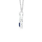 Silver Sapphire Heart Necklace with Diamonds for Her