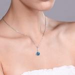 Gem Stone King 10K White Gold Gemstone Birthstone Pendant Necklace | Round 6.5MM | White Gold Necklace for Women | With 18 Inch Chain | Fine Jewelry Gifts for Her Mom Women Wife