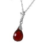 14k White Gold Garnet Pendant Necklace and Earrings Set