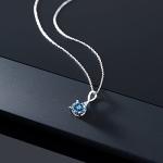 Gem Stone King 10K White Gold Gemstone Birthstone Pendant Necklace | Round 6.5MM | White Gold Necklace for Women | With 18 Inch Chain | Fine Jewelry Gifts for Her Mom Women Wife