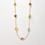 Multi-Gemstone Station Necklace in Gold Over Sterling