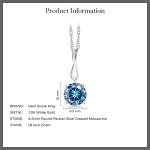 Gem Stone King 10K White Gold Gemstone Birthstone Pendant Necklace | Round 6.5MM | White Gold Necklace for Women | With 18 Inch Chain | Fine Jewelry Gifts for Her Mom Women Wife