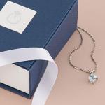 PEORA Solid 14K White Gold Aquamarine Pendant for Women, Genuine Gemstone Solitaire, 0.75 Carat Cushion Cut, 6mm, Blue Aquamarine Necklace, March Birthstone Necklace, w/Jewelry Box