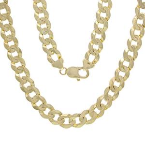 Solid 14k Gold Cuban Link Chain - 9mm Thick, 24" Long - Heavy Solid Golden Chain Flat Curb Link Necklace - Mens Jewelry Made with Hypoallergenic Yellow 14 Karat Gold (50.9g)