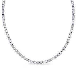 20 Carat NATURAL REAL Round 14K White Gold 17 "Uniform Straight Diamond Tennis Riviera Necklace (D-E Color, VS1-VS2 Clarity) Graduating Ultra Premium Collection 4 Prong