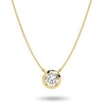 Carbon Atelier IGI Certified 1 Carat Brilliant Cut Lab Grown Diamond Round Solitaire Pendant Necklace for Women I 14k Yellow Gold Necklace (G-H, VS1-VS2, cttw) I 18 Inch Long Chain I Bezel Set