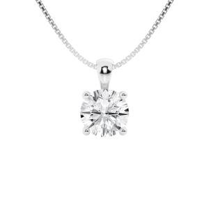 Belacqua 2 Carat Round Lab Grown Diamond Solitaire Pendant Necklace in 14K White Gold, IGI Certified, Prong Set, E-F Color, VS Clarity,Fine Jewelry for Women, Gift Box Included