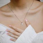 1 Carat LAB GROWN Round Cut Diamond Solitaire Pendant IGI Certified 14K White Gold 4 Prong Diamond Pendant Necklace For Women (E-F-G, VS1-VS2, 1 c.t.w)