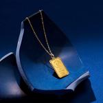 Ross-Simons Italian 24kt Yellow Gold Fleur-De-Lis 5-Gram Ingot Pendant Necklace With 14kt Gold Frame. 20 inches