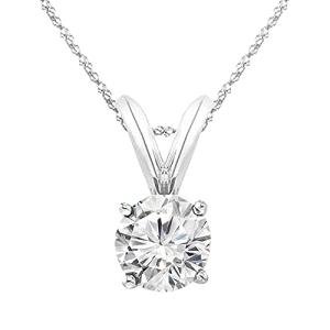 Houston Diamond District 2.0 CT Diamond, 14k White Gold 4 Prong Set Round-cut Lab Grown Diamond Solitaire Stud Pendant Necklace (E-F, VS) Jewelry for Women