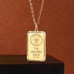 Ross-Simons Italian 24kt Yellow Gold Fleur-De-Lis 5-Gram Ingot Pendant Necklace With 14kt Gold Frame. 20 inches