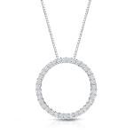 1 Carat Diamond Circle Pendant Necklace in White Gold