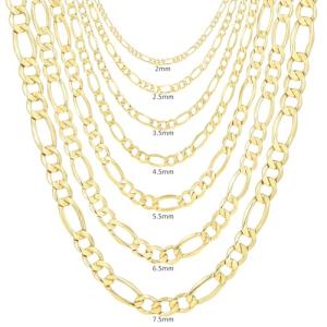 Nuragold 14K Real Yellow Gold Figaro Link Chain Necklace 16"-30" (2mm-7.5mm) Italian Jewelry for Men & Women - 22",4.5mm
