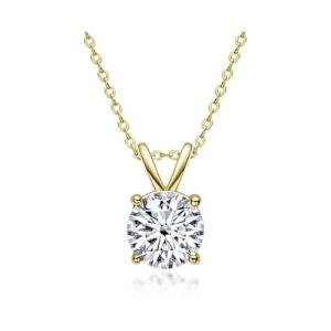 The Diamond Channel Certified LAB GROWN 0.25-5.00ct Diamond Necklace for Women, 14 Karat Solid Gold 4-Prong Necklace, Gold Diamond Necklace For Women (F-G Color, VS1-VS2 Clarity) (yellow-gold, 2.00 cttw)