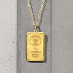 Ross-Simons Italian 24kt Yellow Gold Fleur-De-Lis 5-Gram Ingot Pendant Necklace With 14kt Gold Frame. 20 inches