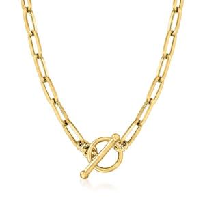 Pure Collection by Ross-Simons 4mm 14kt Yellow Gold Paper Clip Link Toggle Necklace. 18 inches